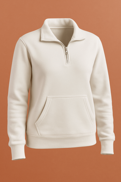 Quarter‑Zip Fleece Sweatshirt with Kangaroo Pocket QZ-AK018