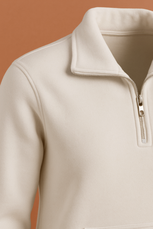 Quarter‑Zip Fleece Sweatshirt with Kangaroo Pocket QZ-AK018 - Image 2