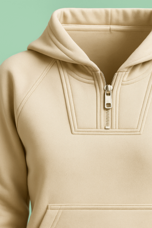 Half-Zip Hoodie with Kangaroo Pocket ZH-AK014 - Image 4
